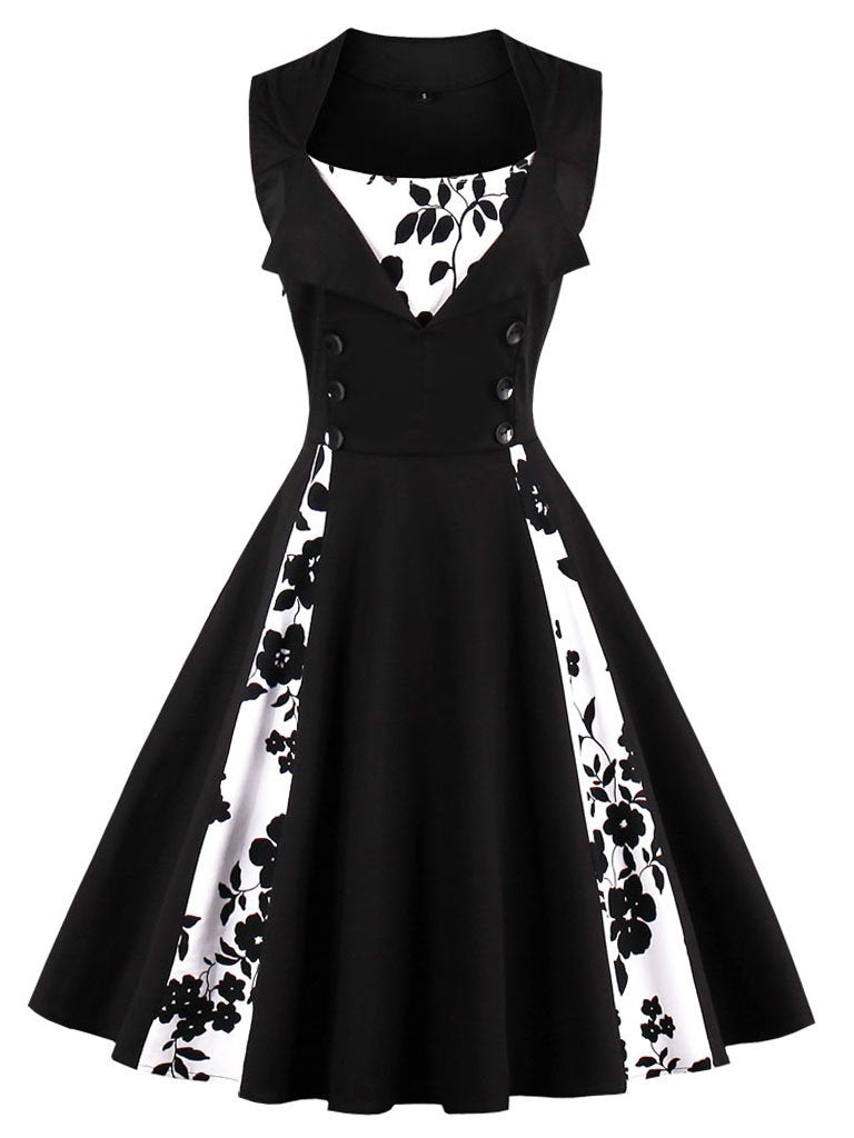Cotton Floral Sleeveless 1950s Vintage Dress