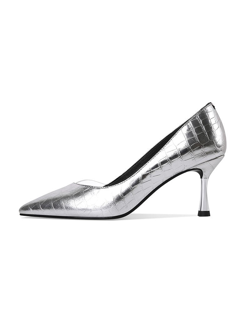 7CM High Heel  Pointed Toe Leather Shoes