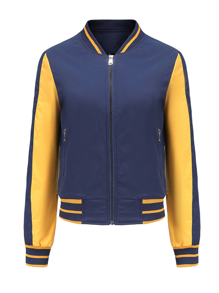 Jacket Street Daily Fall Winter Casual Two Tone Stand Collar Sporty Jacket