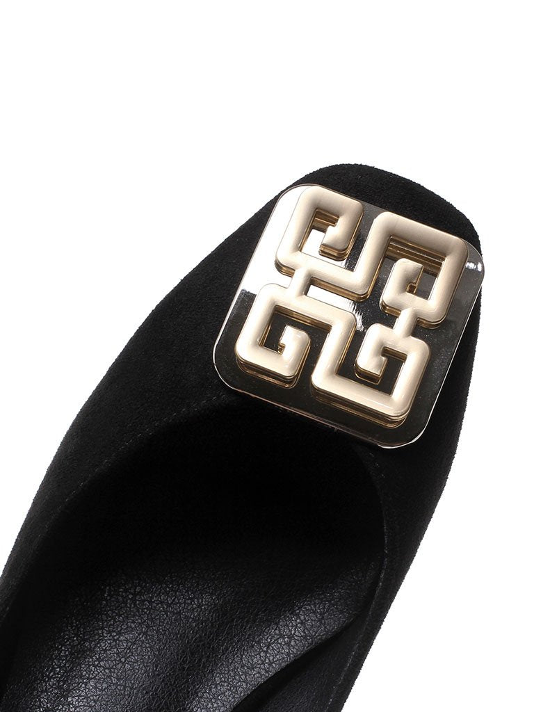 Chunky Heel  Square Toe Suede Vintage Shoes