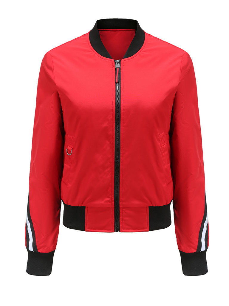 Pilot Style Jacket Street Daily Fall Winter Casual Solid Color Stand Collar Sporty Jacket