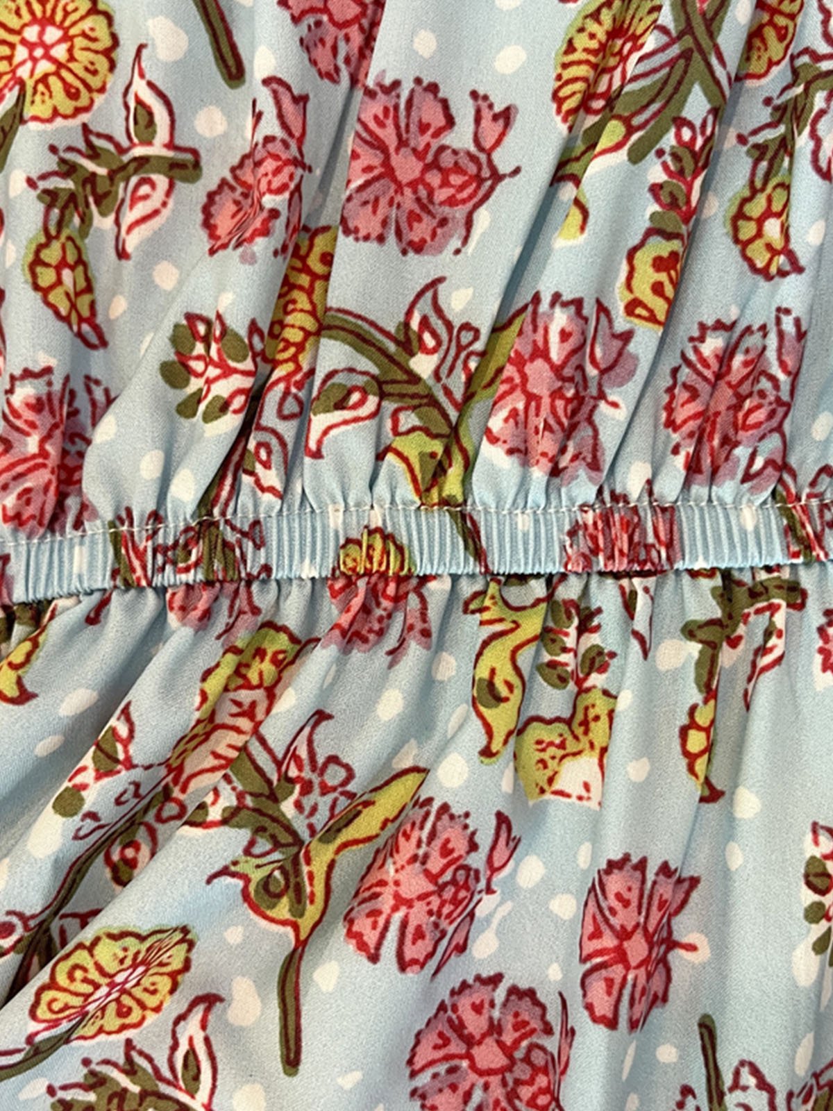 Bohemian Floral Printed Embroidered Square Neck 3/4 Pleated Sleeve Boho Maxi Dress