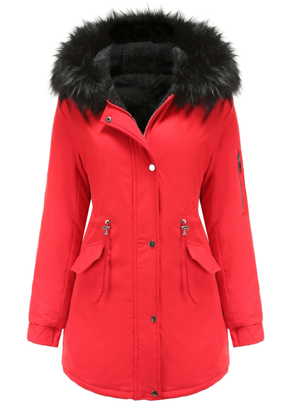 Parka Coat Street Daily Plush Winter Coat Solid Color Oversized Fur Warm Coat
