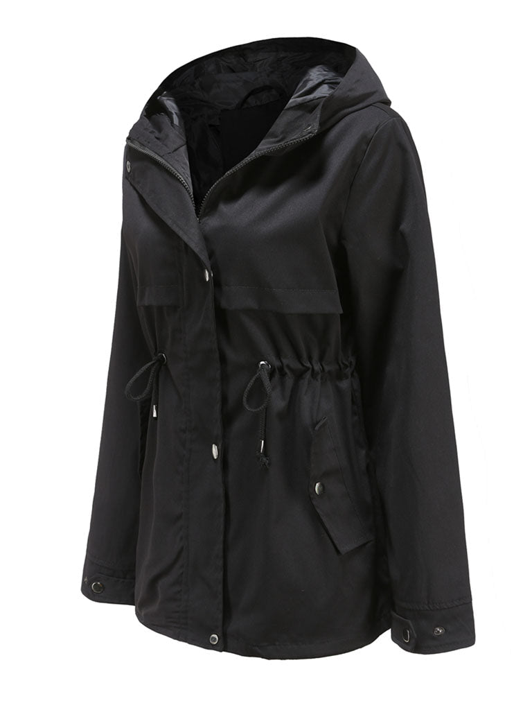 Jacket Daily Going Out Fall Winter Casual Waisted Solid Color Hoodie Sporty Jacket