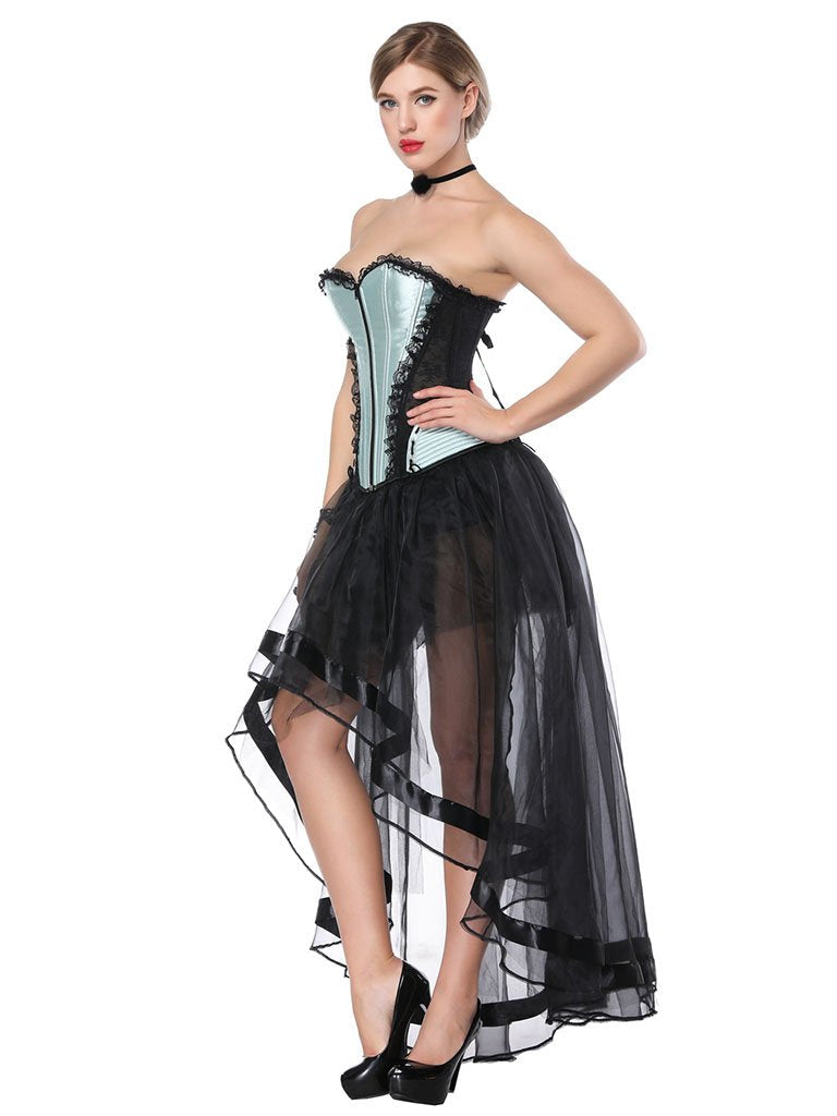 Gothic Costume Halloween Strapless Asymmetrical Skirt And Corset