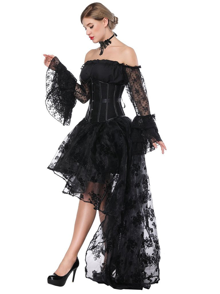 Gothic Costume Halloween  Lace  Top Corset And Asymmetrical Skirt
