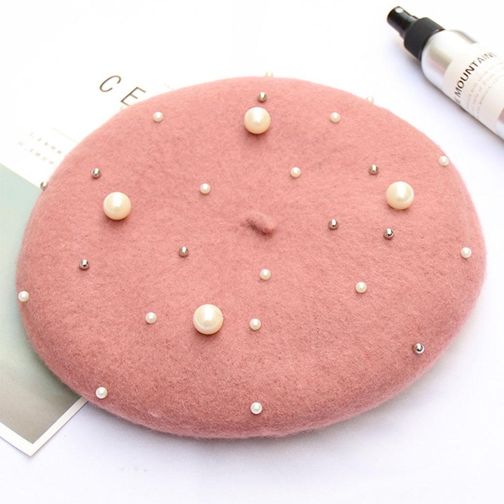 Pearl Stars Wool Felt Beret Hat Cap