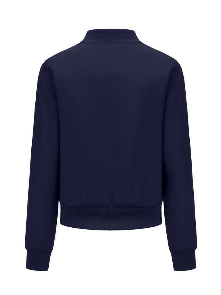 Pilot Style Jacket Daily Fall Winter Casual Solid Color Stand Collar Sporty Jacket
