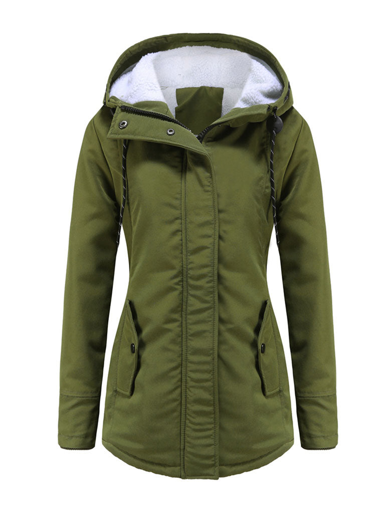 Parker Coat Daily Going Out Fall Winter Casual Waisted Solid Color Oversized Hoodie Coat