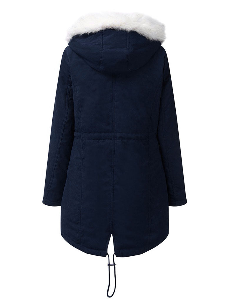 Parker Coat Daily Going Out Fall Winter Casual Waisted Solid Color Cotton Oversized Hoodie Coat