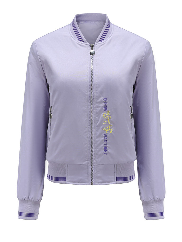 Pilot Style Jacket Street Daily Fall Winter Casual Solid Color Stand Collar Sporty Jacket For Women