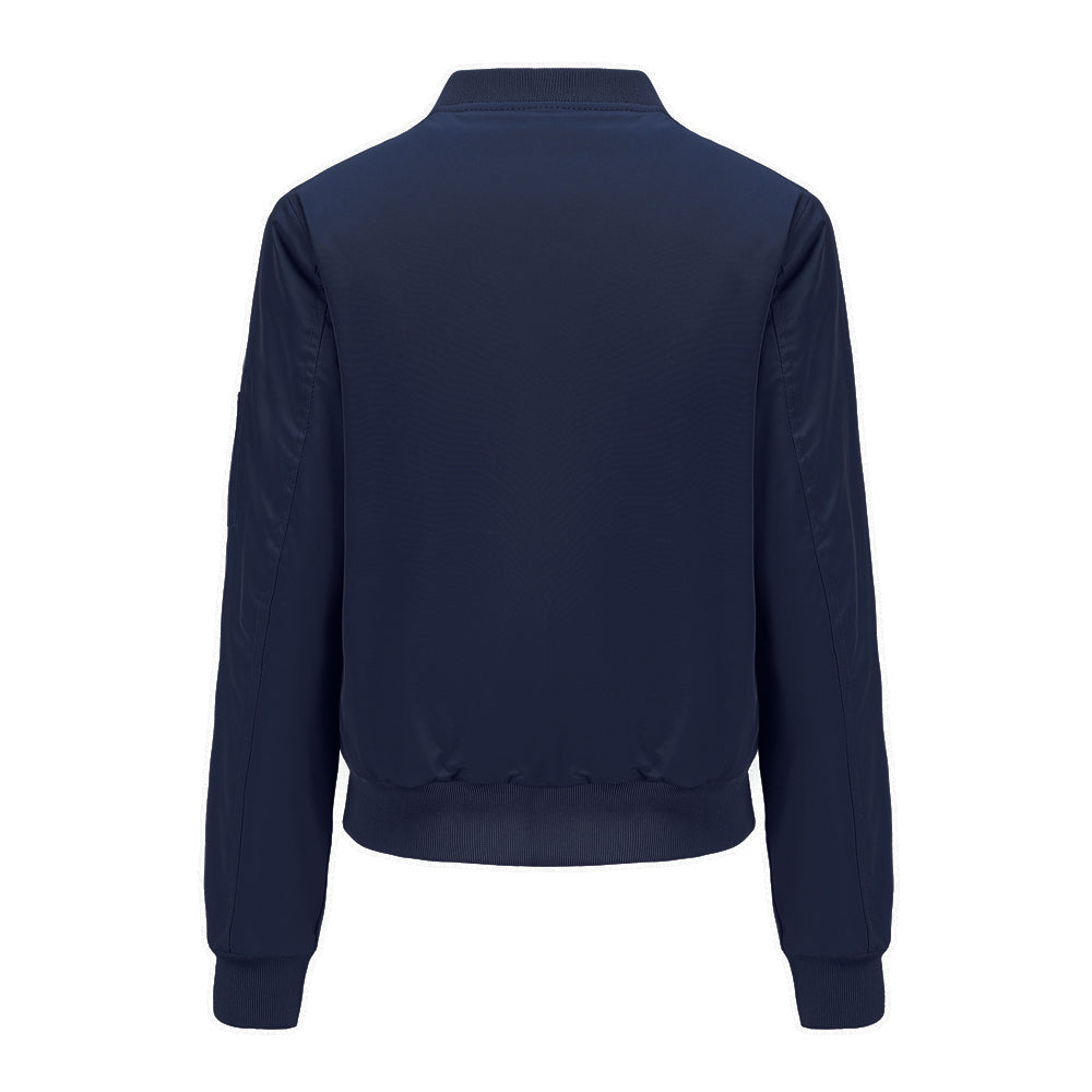 Pilot Style Jacket Daily Zippered Fall Winter Casual Solid Color Stand Collar Sporty Jacket