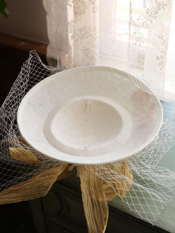 Flower Embroidery Bow Rhinestone Tulle Decoration 1950S Hat