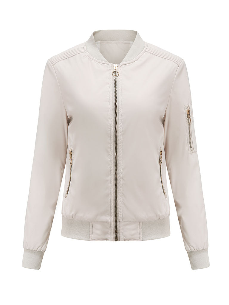 Jacket Street Daily Fall Winter Casual Solid Color Stand Collar Jacket