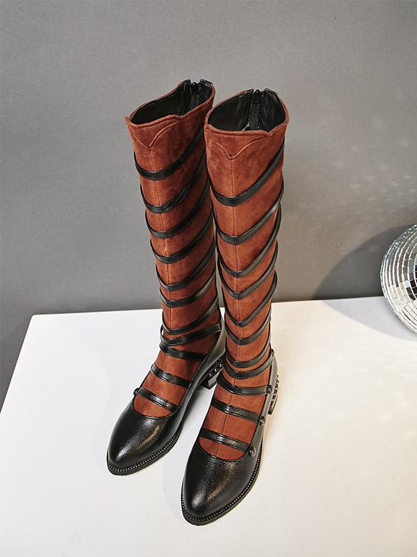 Boots Platform Round Toe PU Knee High Boots Casual