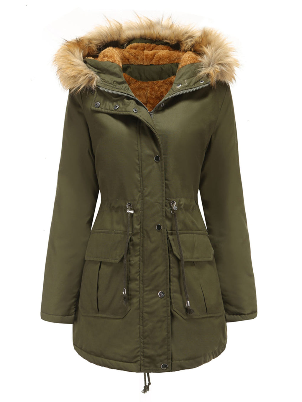 Coat Street Daily Winter Plush Long Coat Solid Color Oversized Fur Warm Coat
