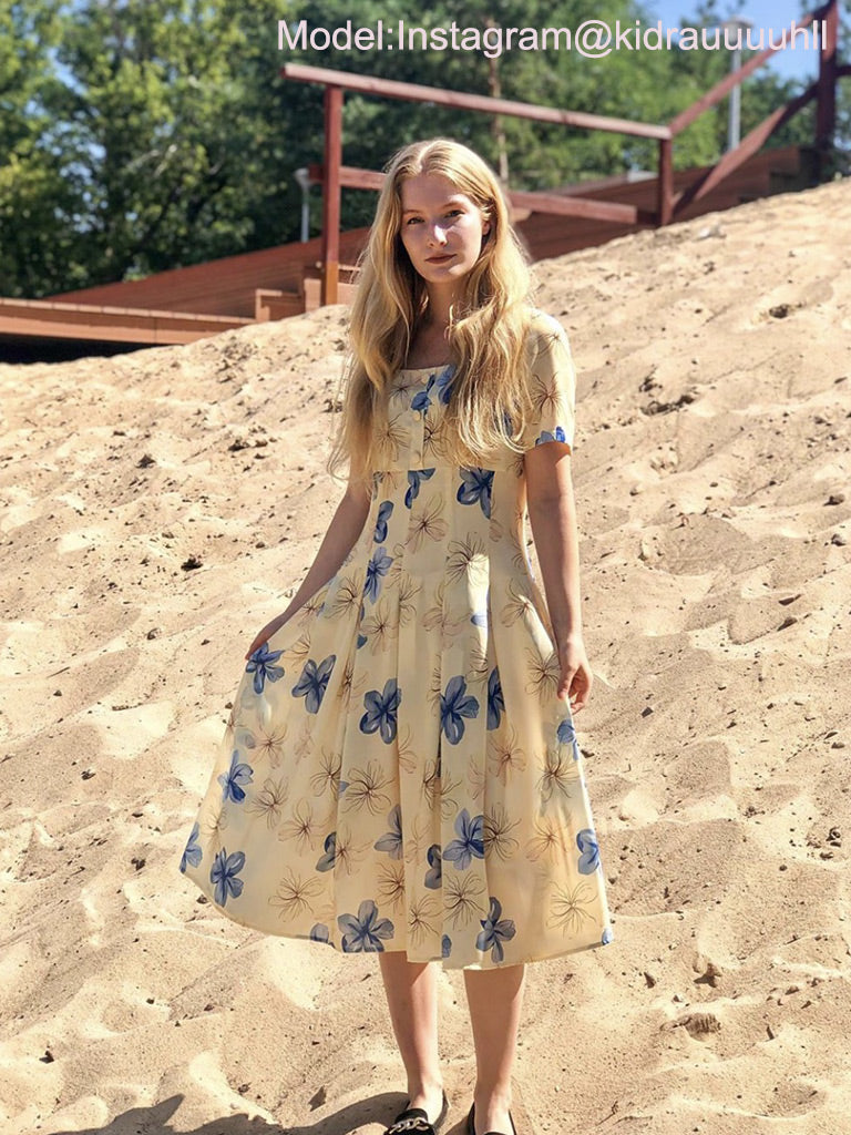 The Marvelous Mrs.Maisel Same Style Yellow Floral Swing 50S Dress