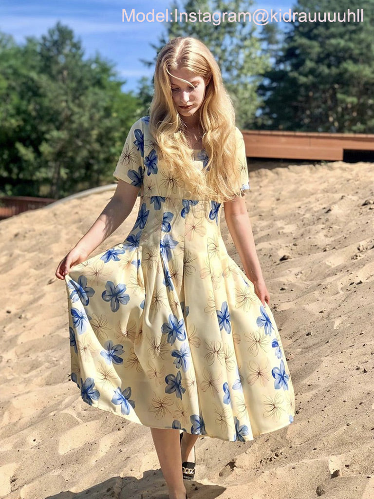The Marvelous Mrs.Maisel Same Style Yellow Floral Swing 50S Dress