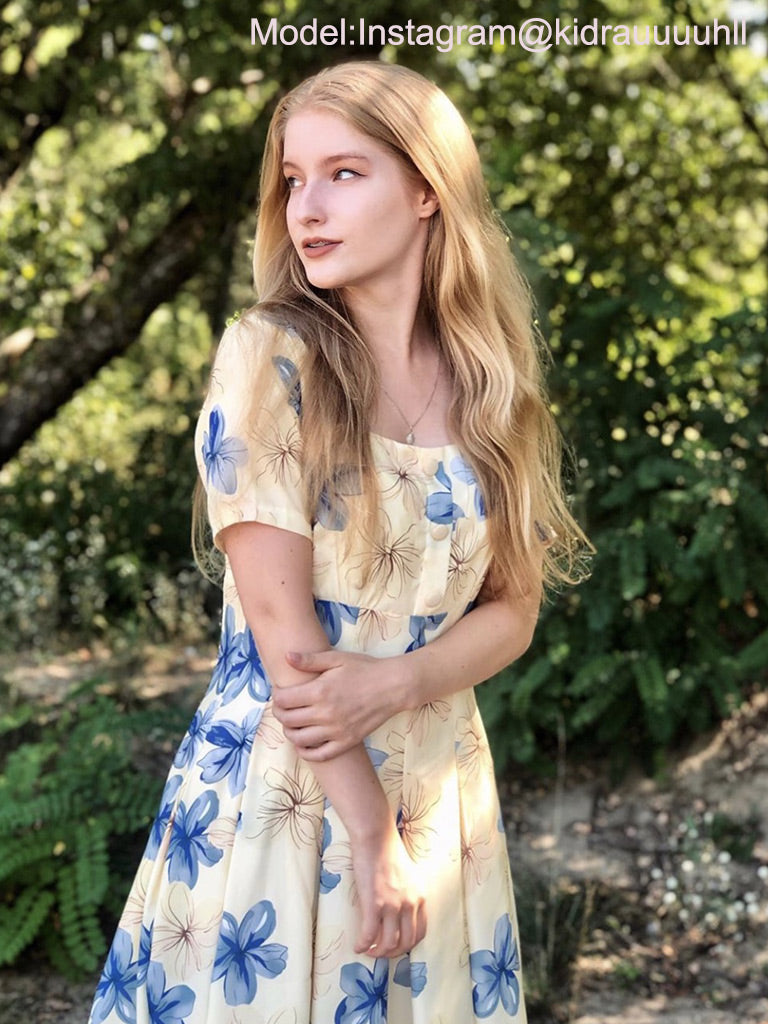 The Marvelous Mrs.Maisel Same Style Yellow Floral Swing 50S Dress