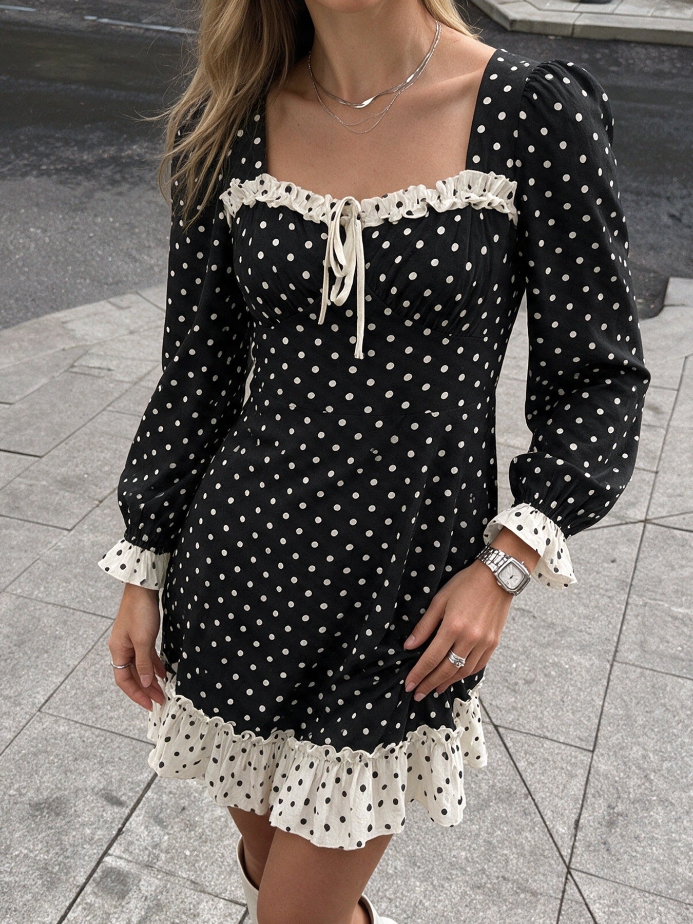 Polka Dots And Ruffles Minidress
