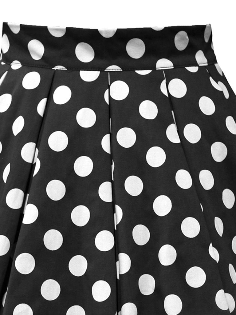 1950S Polka Dots High Wasit Pleated Swing Skirt