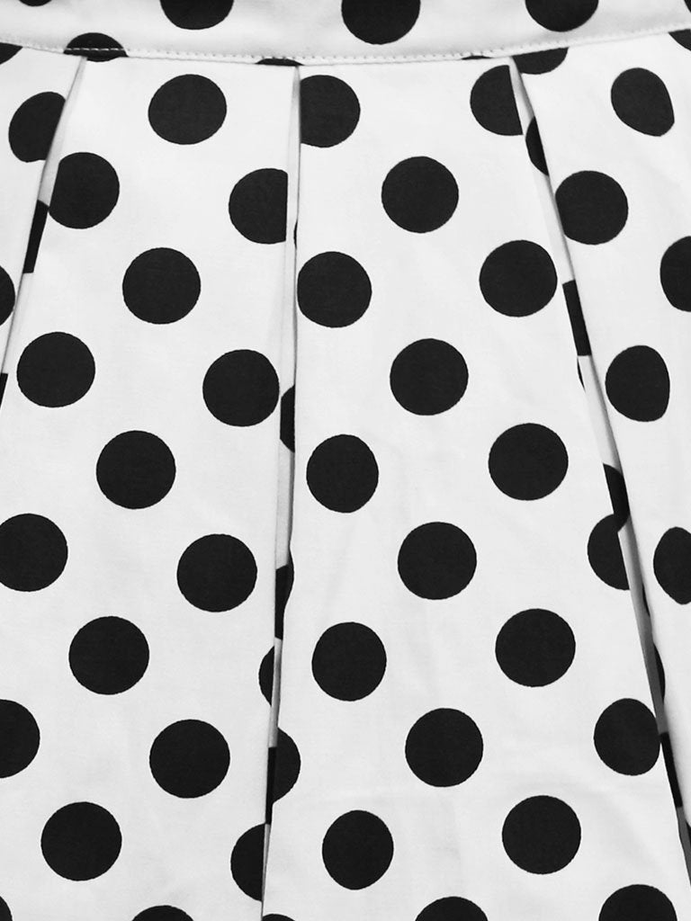 1950S Polka Dots High Wasit Pleated Swing Skirt