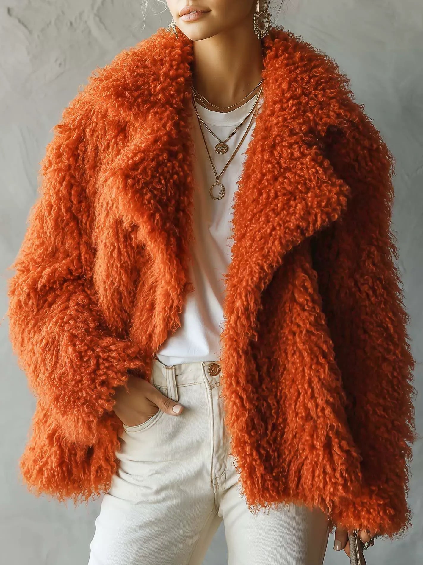 Loose  Relaxed-Fit Thickened Teddy Fleece Jacket