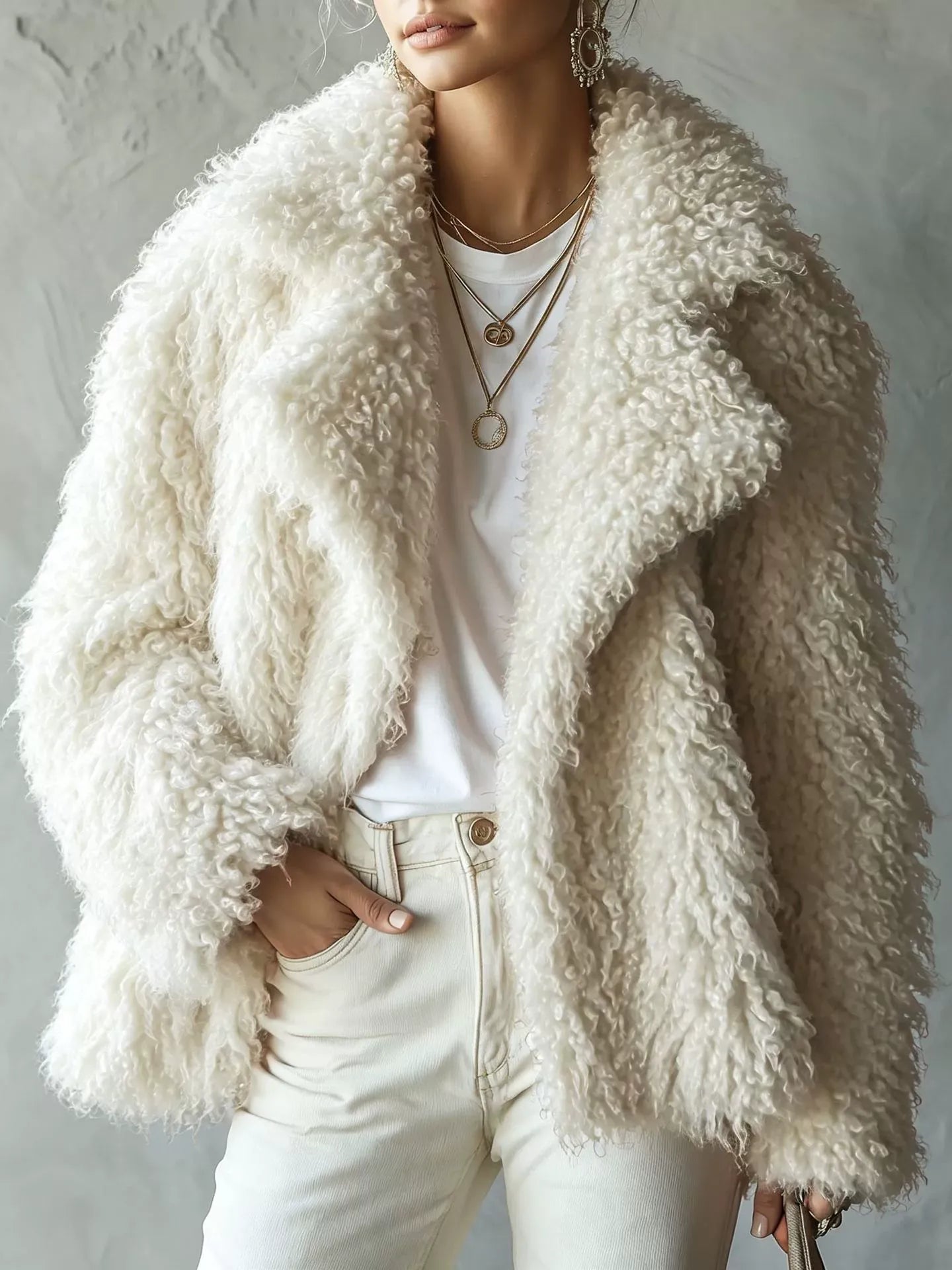 Loose  Relaxed-Fit Thickened Teddy Fleece Jacket