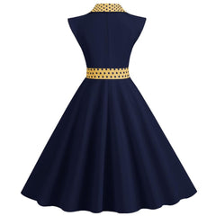 Color Block Polka Dot Solid Color Full Swing Dress