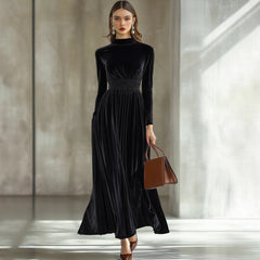 Long-Sleeved Velvet Maxi Dress