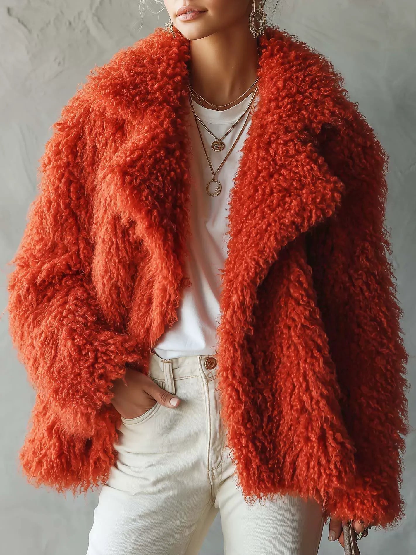 Loose  Relaxed-Fit Thickened Teddy Fleece Jacket