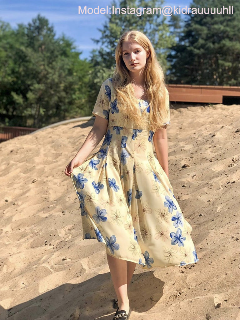 The Marvelous Mrs.Maisel Same Style Yellow Floral Swing 50S Dress