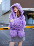 Faux Fur Coat Hooded Long Sleeve Oversized Winter Coat